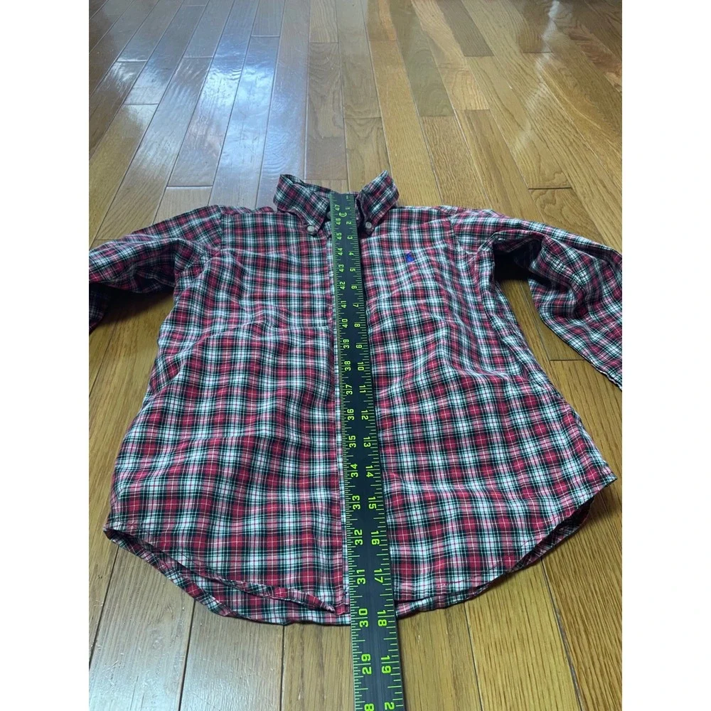 Ralph Lauren Kids Red Plaid Button Down Shirt Long Sleeve Size 5 Christmas